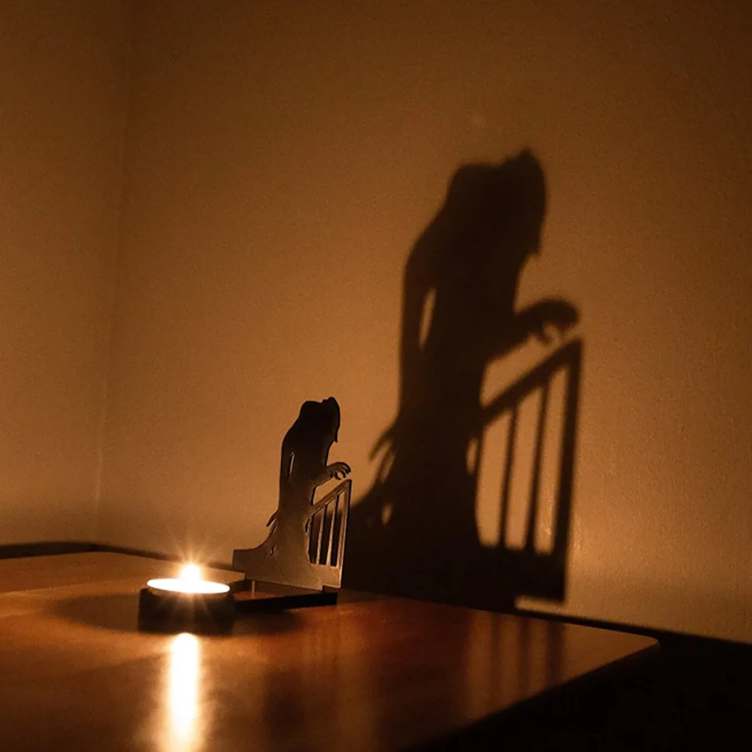 Nosferatu Tealight Shadow Caster - Halloween Tea Light Holder - spooky vampire shadow art