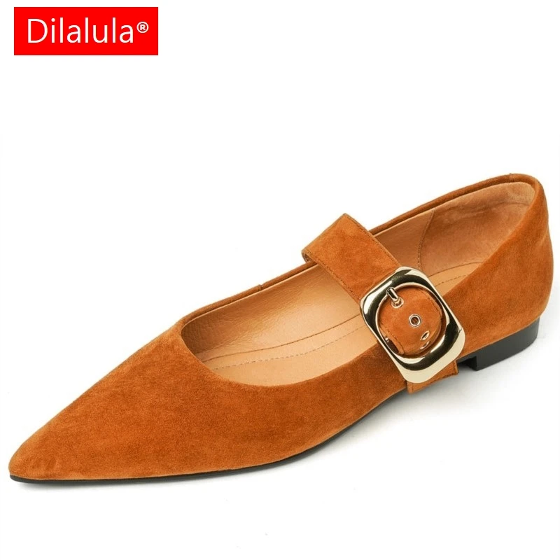 

Dilalula Classic Retro Women Flats Buckles Loafers Suede Quality Metal Decoration Casual Shoes Ladies Fashion Dress Mocasines