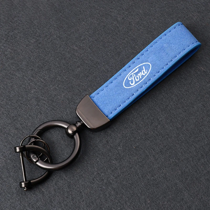 Car Pendant Suede Leather Keychain For Ford Focus 3 4 MK3 Kuga Escape Mustang E Metal Keyring Buckle Auto Key Ring Accessories