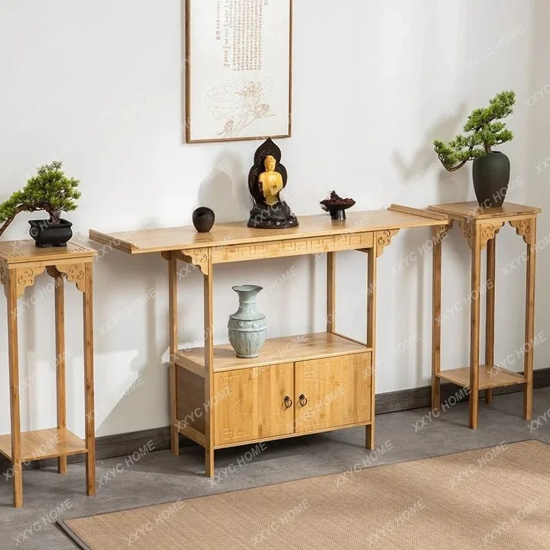 XX New Chinese Style Altar Solid Wood Porch Household Minimalist Modern Worship God of Wealth a Long Narrow Table Buddha Shrine