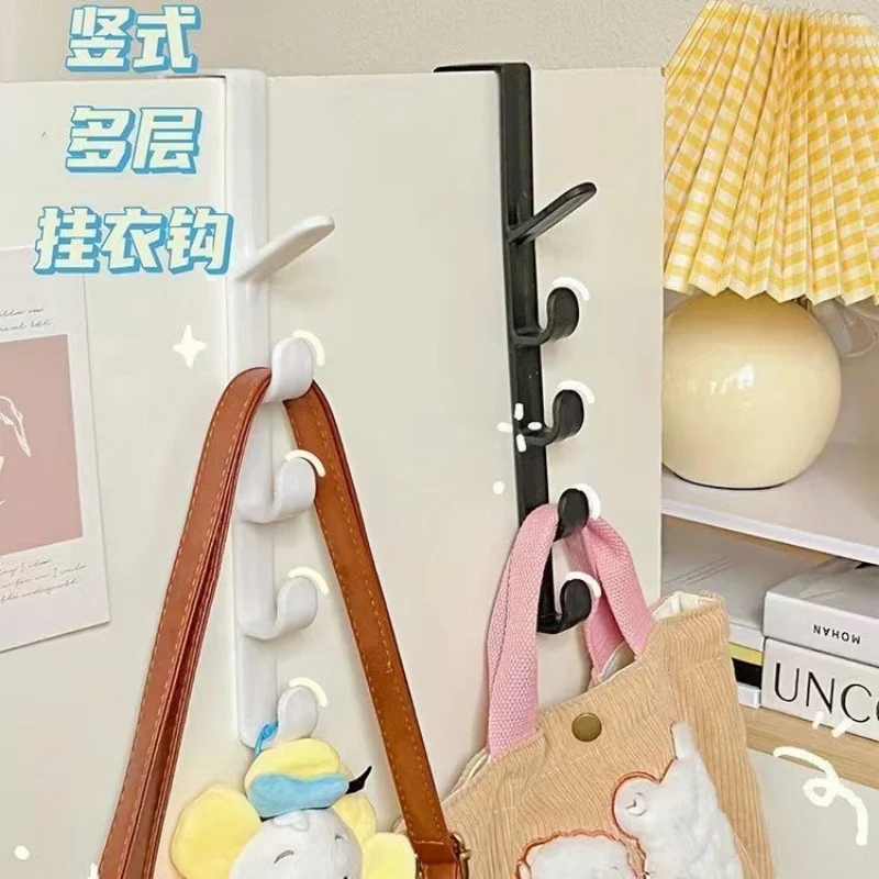 1pc Bedroom Door Hanger Clothes Hanging Rack Over The Door Plastic Home Storage Organization Hooks, Purse Holder For Bags Rails