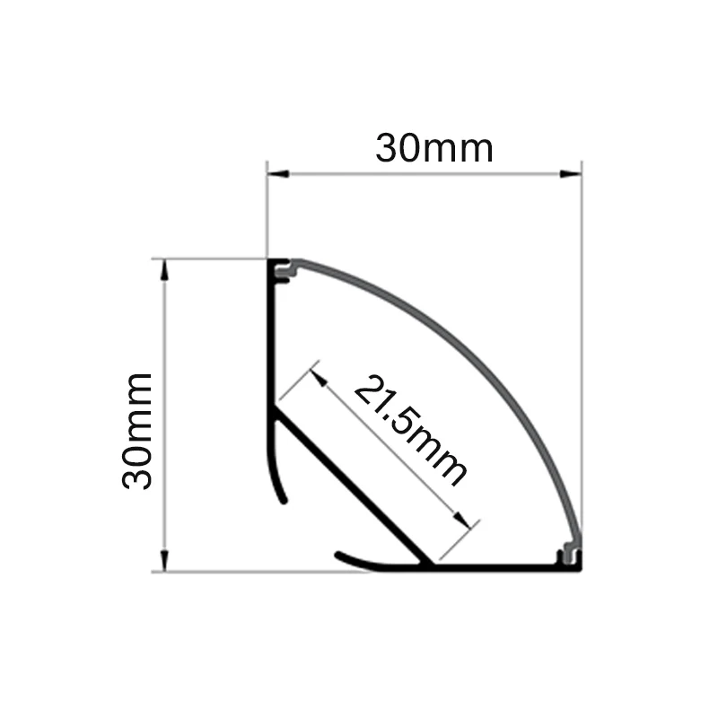 30*30mm 90 Degree V Shape LED Strip Channel LED Aluminum Extrusion Corner LED Profile For Cabinet Ceiling