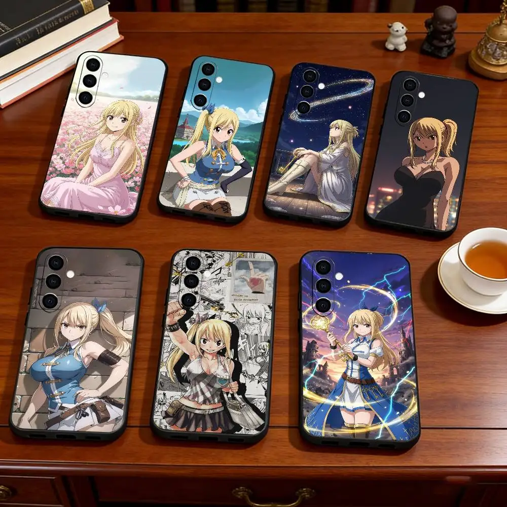 

Anime F-Fairy T-Tail Lucy Heartfilia Phone Case Black Silicone Soft For Samsung Galaxy A73,A72,A71,A70,A53,A52,A51