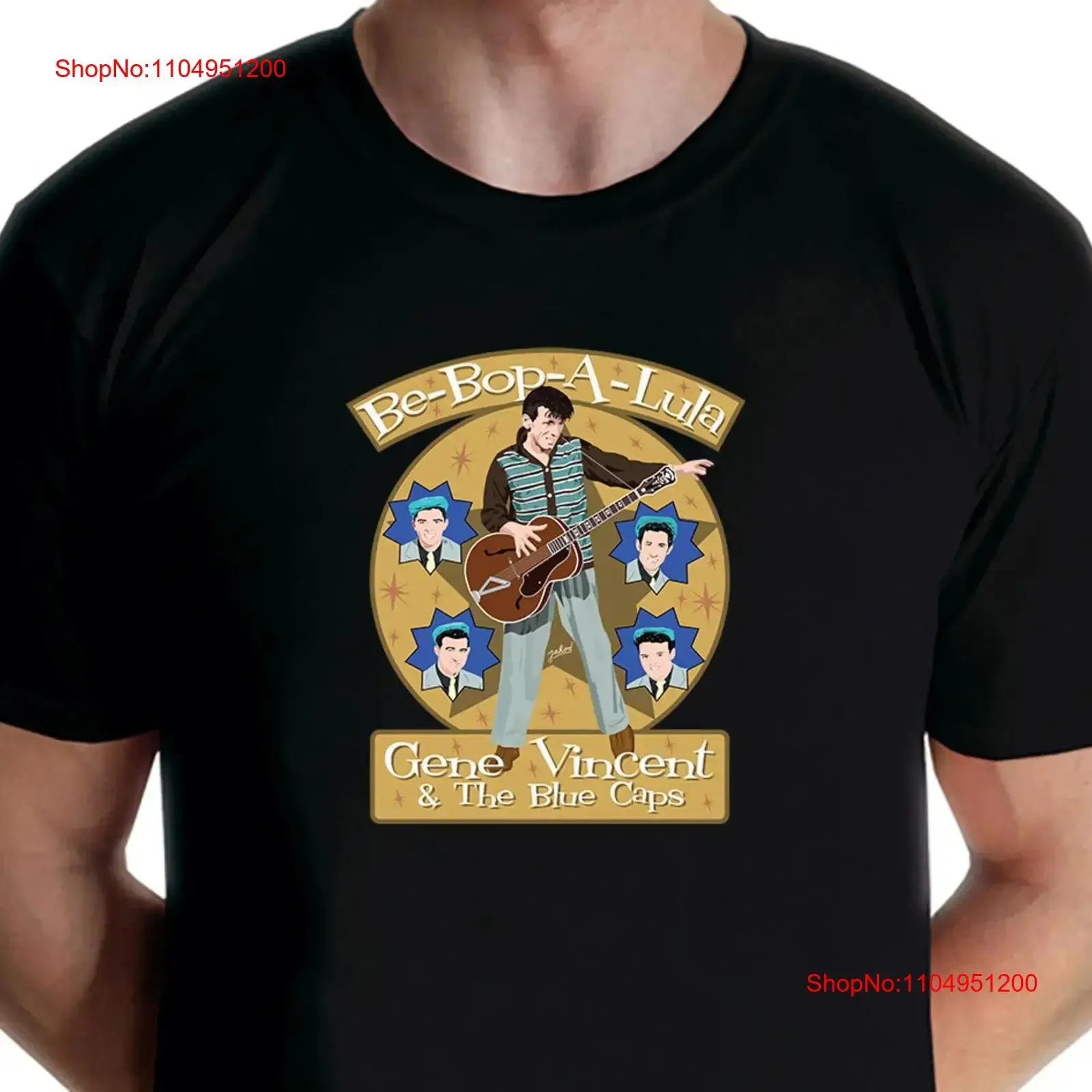 Genine Vincent e Os Bonés Azuis Be Bop Uma Lula Camiseta Jarod Art vintage Lavado Respirável Esticado Confortável Casual Unissex