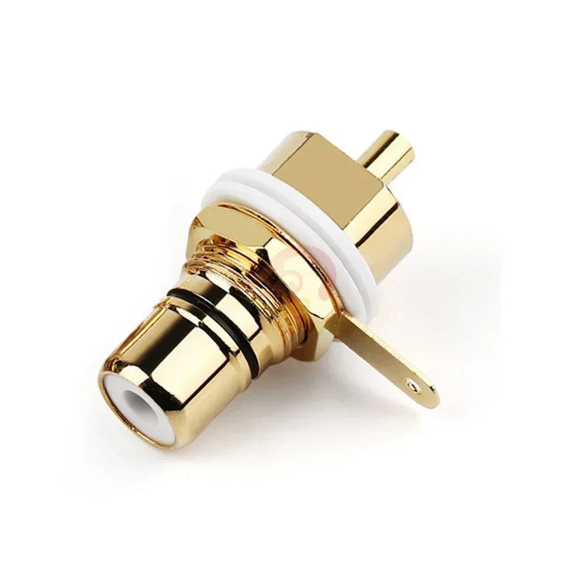 RCA Connector Female Socket Chassis CMC Connectors 28.6mm Audio Jack Bulkhead Red Black Cycle Nut Solder Gold Plated Plug