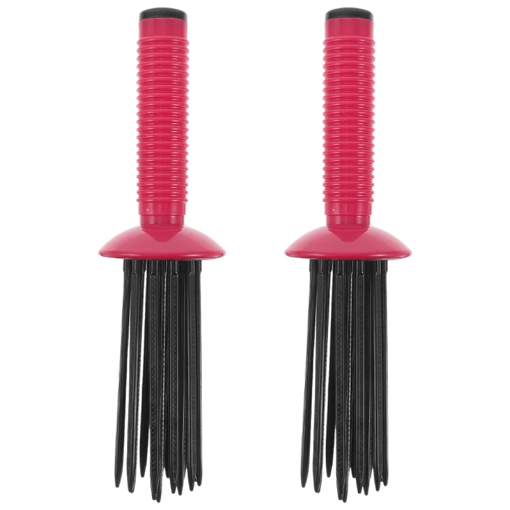 

2pcs Hair Curling Roll Curly Wave Brush Anti Frizz Plastic Comb for Blow Drying Styling Travel Convenience