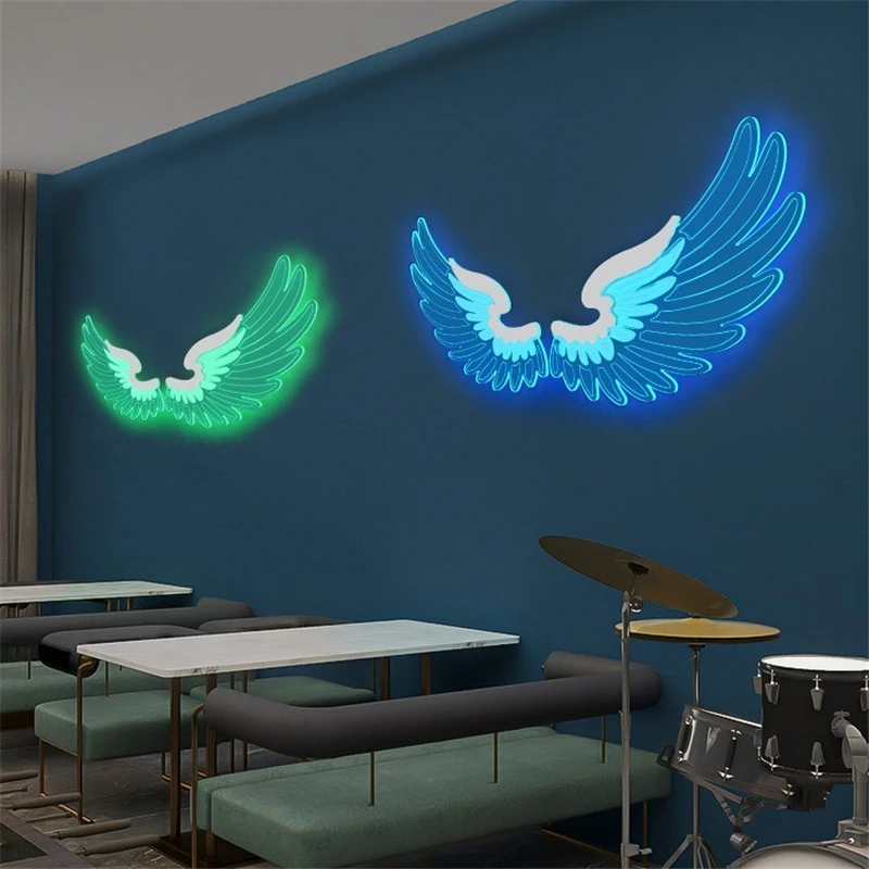 Angel Wings Wall Lamps Nordic Creative Personality RGB LED Wall Lamp for Living Room Bedroom Restaurant Bar Decoration Lighting