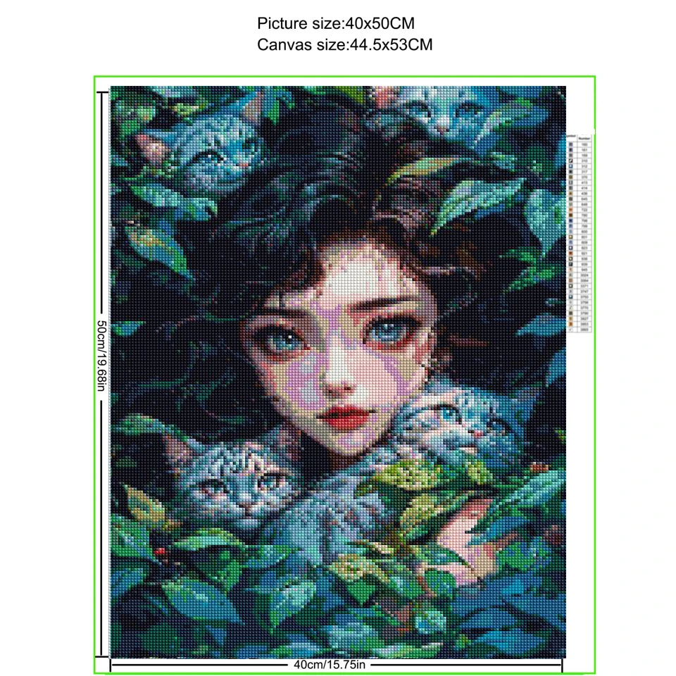 Diamond Painting New Collection Jungle Beautiful Girl Flower Cat Full Diamond Mosaic Embroidery 5D DIY Cross Stitch Kit V574