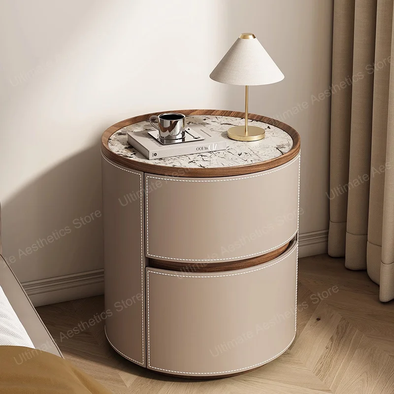 Round Design Bedside Table Glamour Creative Delicacy Italian Simple Night Table Modern Luxury Table De Chevet Bedroom Furniture