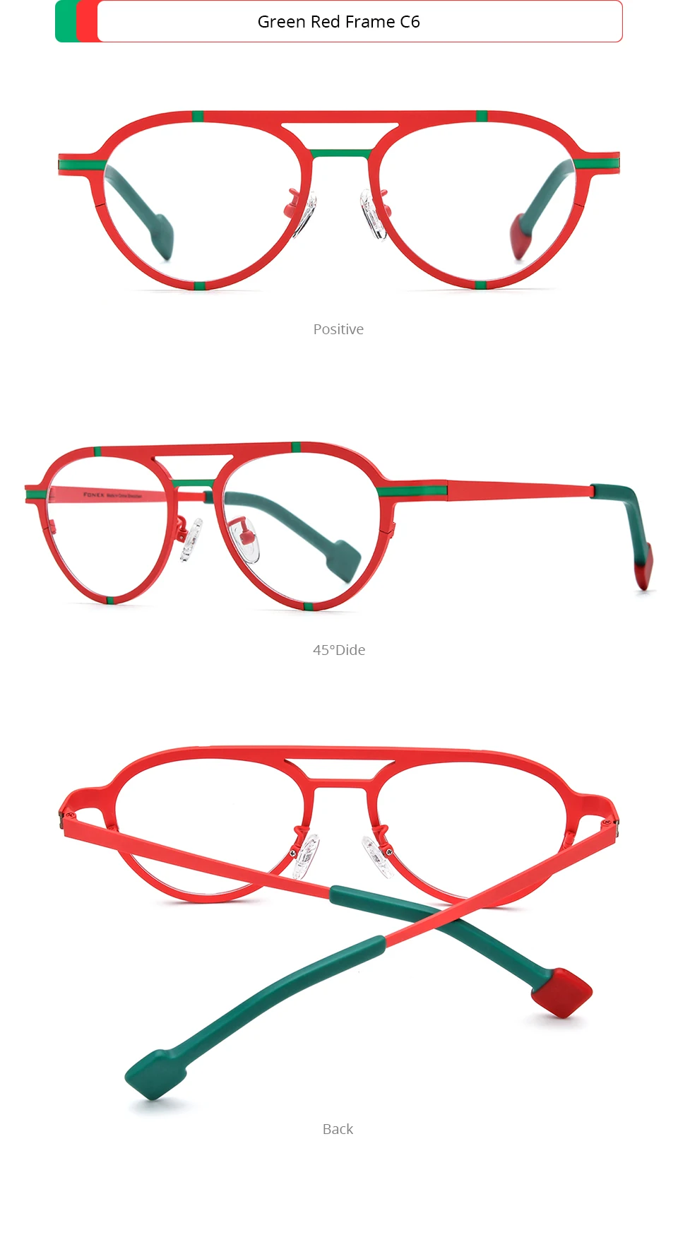 FONEX Reines Titan Brillengestell Damen 2025, neue trendige Mode, Markendesign, Polygon-Brillen, Herren, hochwertige Brillen 85841 – Detail 12