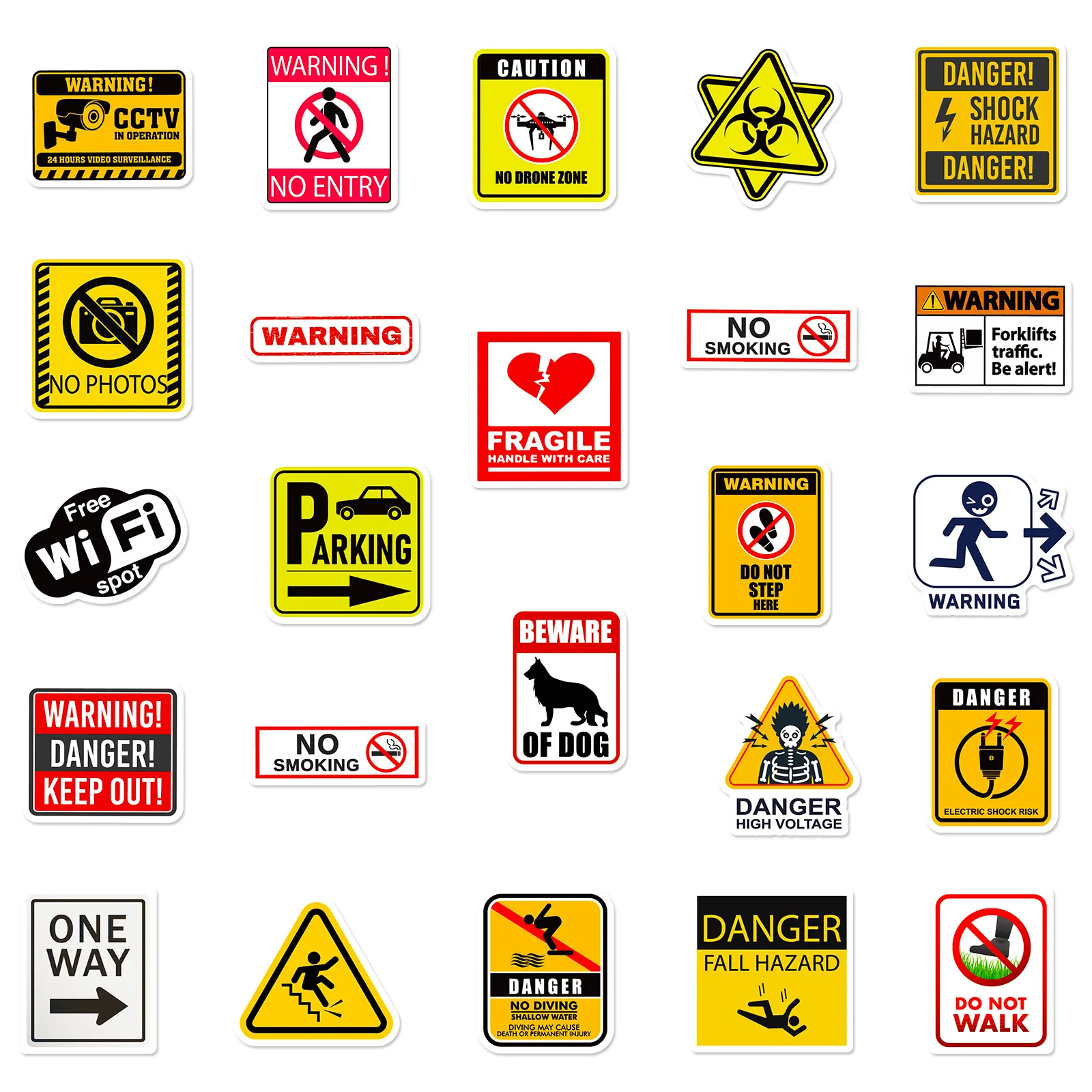 100 realistic warning signs, object recognition, children\'s stickers, stickers