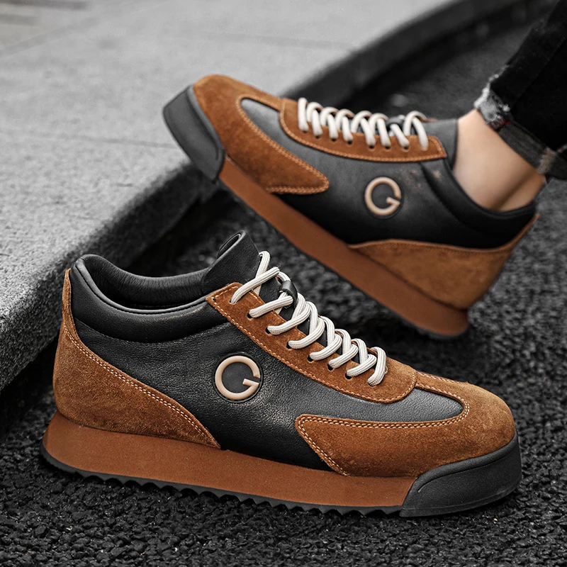 Herren Retro Color-Block Sneakers, Wildleder-Patchwork-Leder Freizeitschuhe, Modische Herren Outdoor-Sport-Trainer – Detail 4