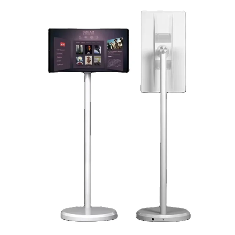 

Smart Stand TV Portable Touch Screen Android 12 HD Video Vertical Display LED Backlight White Cabinet 12V Power English