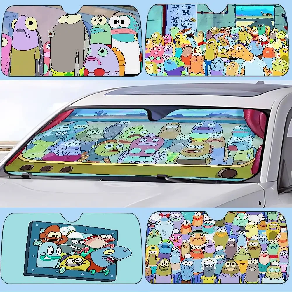 

The R-residents Of B-Bikini Bottom Car SunShade Windshield Funny Sun Shade Foldable UV Ray Sun Visor Protector Sunshade For