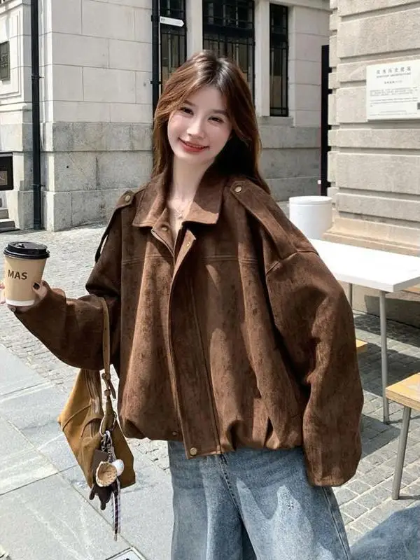 plus Size 300 Pou  Collar ort Jaet Women Casual Loose Faionable Spring Outerwear Korean Sle Polyester Fiber