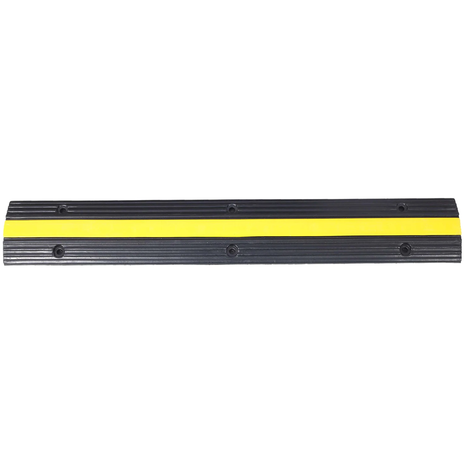 Cable Protector Ramp Rubber Speed Bumps 2 Pack of 1 Channel 6600Lbs Load Capacity with 12 Bolts Spike for Asphalt Concrete Grave