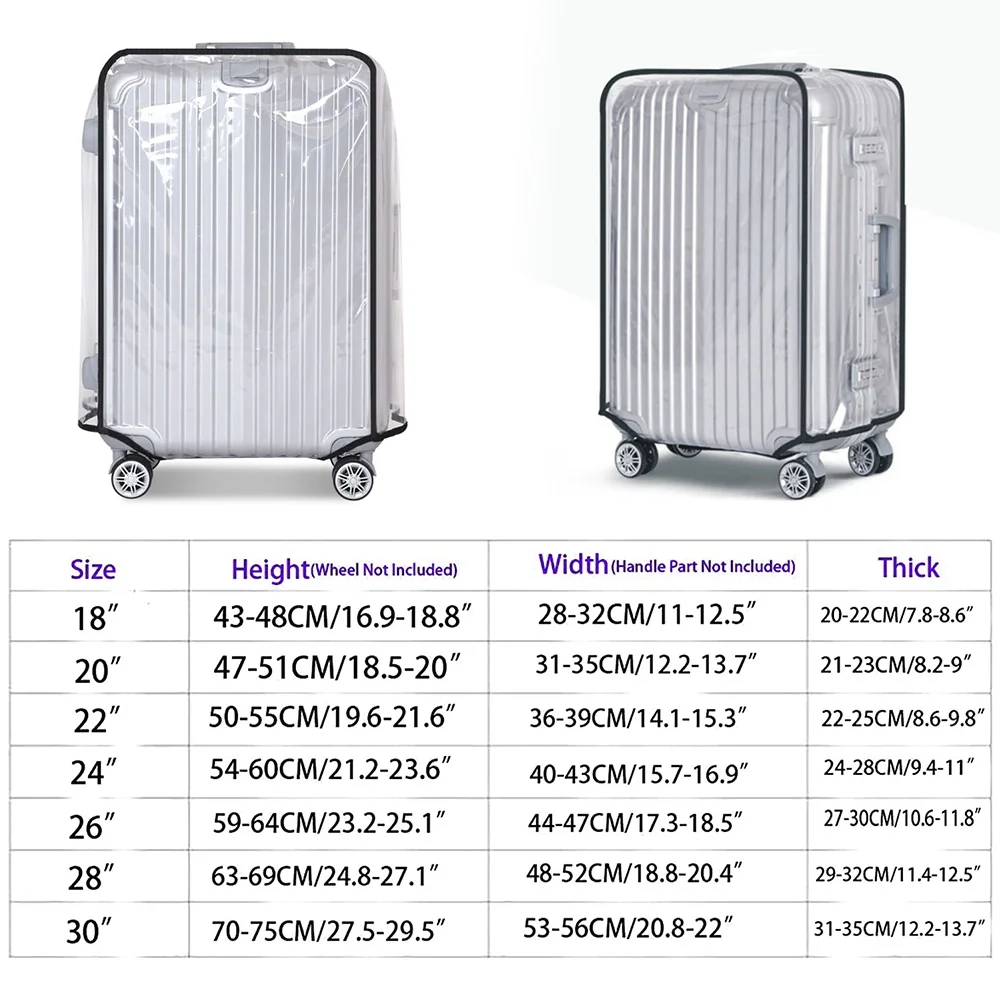 Housse de protection pour bagages, en PVC, entièrement transparente, épaisse, anti-poussière, accessoires de voyage