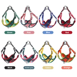 Dog Harness Adjustable Reflective Oxford Easy Control Medium Large Dog Harness with A Free Heavy Duty 3.9ft Dog Leash F015