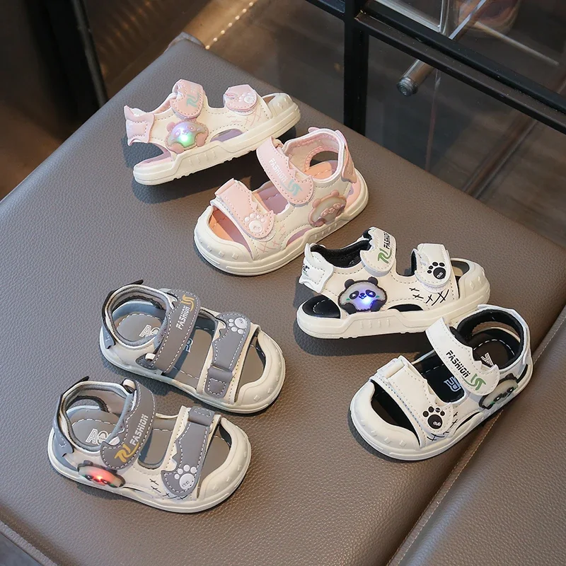 

2025 Summer New Children Sandals for Girls Boy Fashion Korean Style Soft Anti-slippery Versatile Chic Anti-kick Baby Beach Shoes
