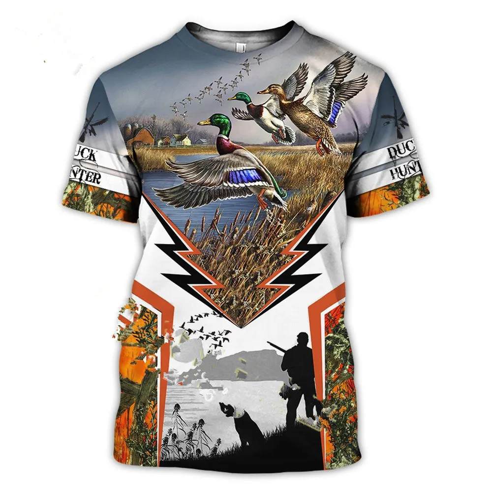 Hunting Camouflage Duck 3D Printing T-shirt Men\'s Summer Fashion Casual Wear Short-sleeved Oversized T-shirt 100-6XL