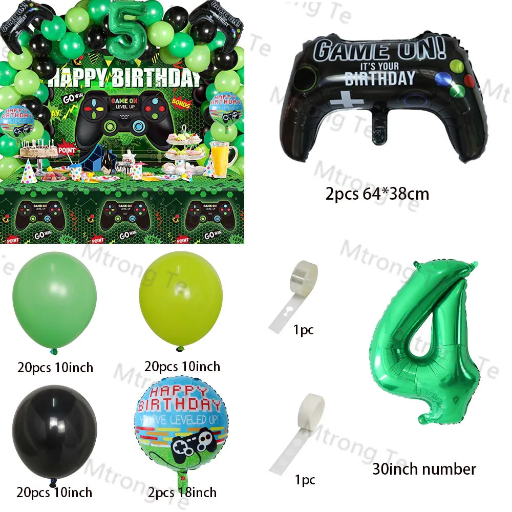 67pcs Number Balloons Black Gamepad Boy Game On Foil Balloon Birthday Party Decorations Kids Toy Match Props Gaming Balloon Gift