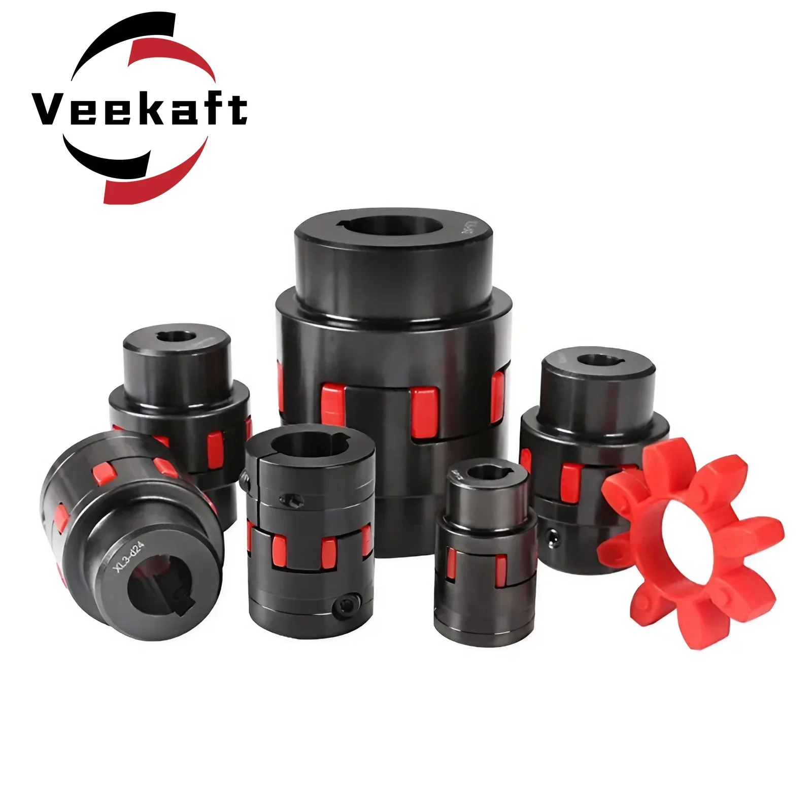 Veekaft Clamp Type XL8 D135L210 22/30/40/45/50/60/75mm CNC Motor Ballscrew Jaw Spider Plum Steel Shaft Coupler Flexible Couplin