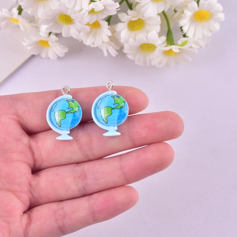 20pcs Globe Resin Charms for Earring Keychain DIY Decoration Fashion Jewelry Accessories