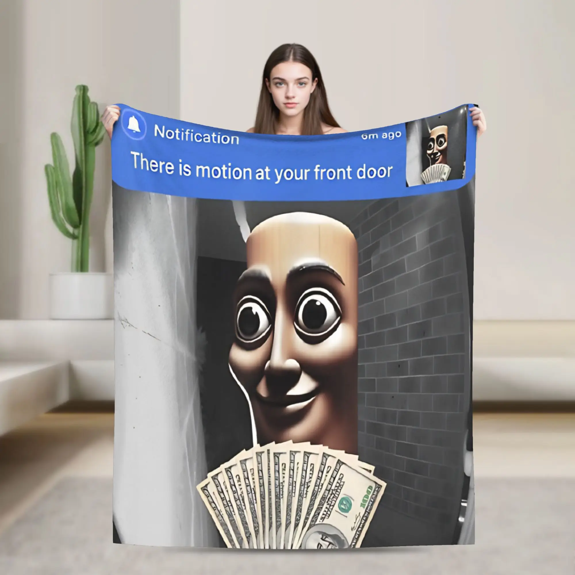There is Motion at Your Front Door Tung Tung Tung Sahur Meme Blankets Fleece   Throw Blankets for Bedding Bedding Throws