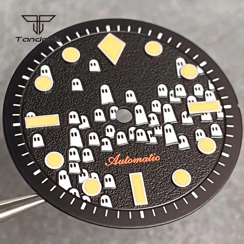 29mm Hallowmas Ghosts Watch Dial Face Fit NH35 NH36 NH38 Automatic Movt Green/Blue Lume for 50-Fathoms Wristwatch Mod Spare Part - Image 4