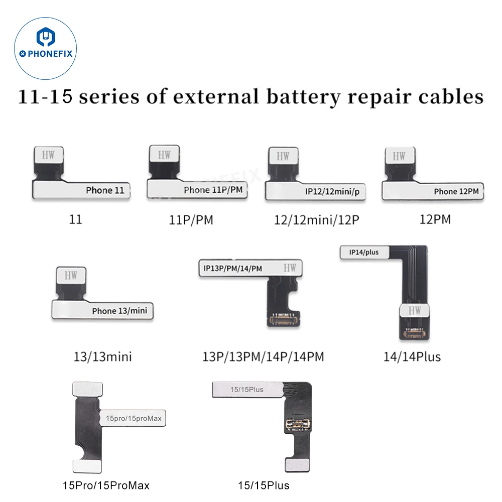 Phoefix pré-programado bateria tag-on cabo flexível para iphone 11-15 pro max bateria ferramenta de reparo de saúde pop up aviso de erro