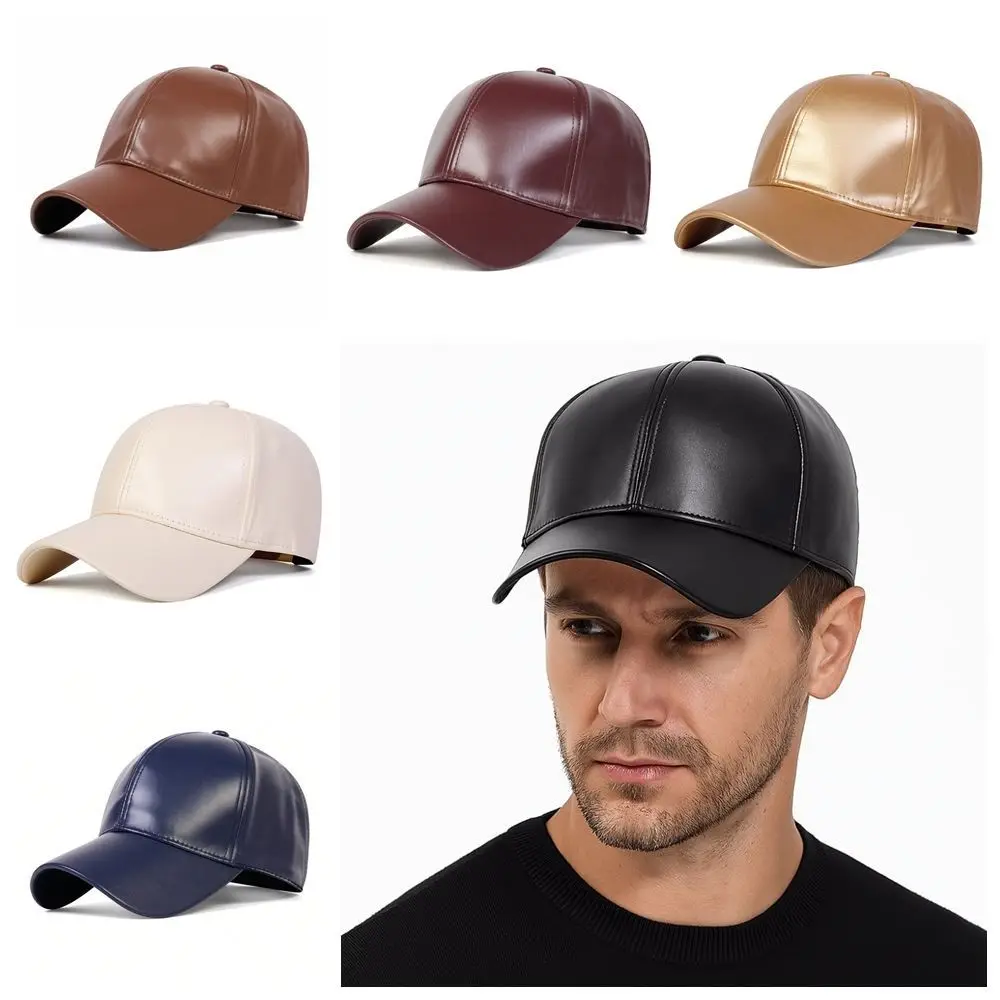 الرجعية الأزياء بو الصلبة قبعة بيسبول أبي قبعة قابل للتعديل قبعة جلدية دافئة قبعات عادية واقية من الشمس قبعة الهيب هوب Snapback قبعة الرجال #6