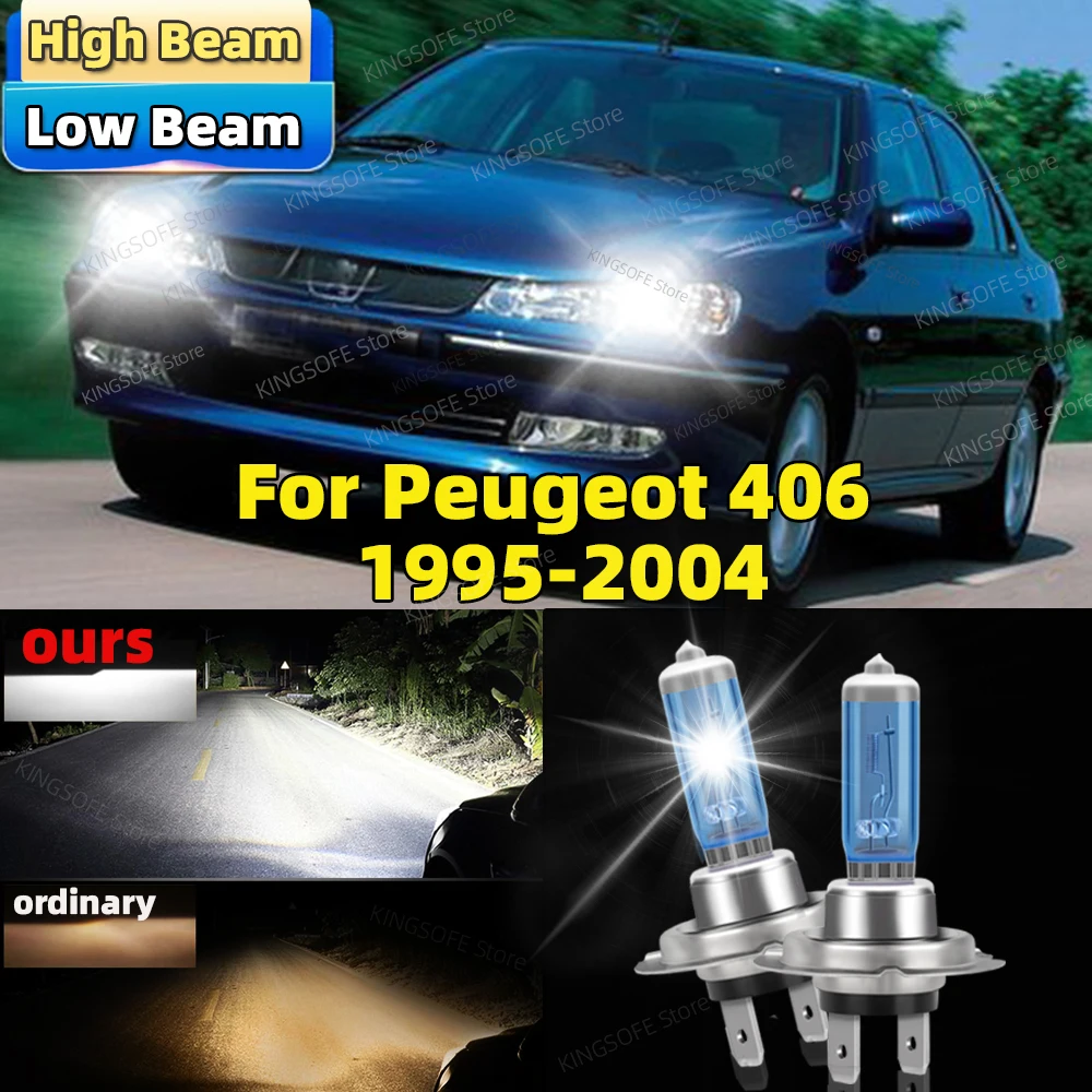

2Pcs High Performance 100W Car Halogen Headlight Auto Lamps For Peugeot 406 1995-2004 2000 2001 2002 2003