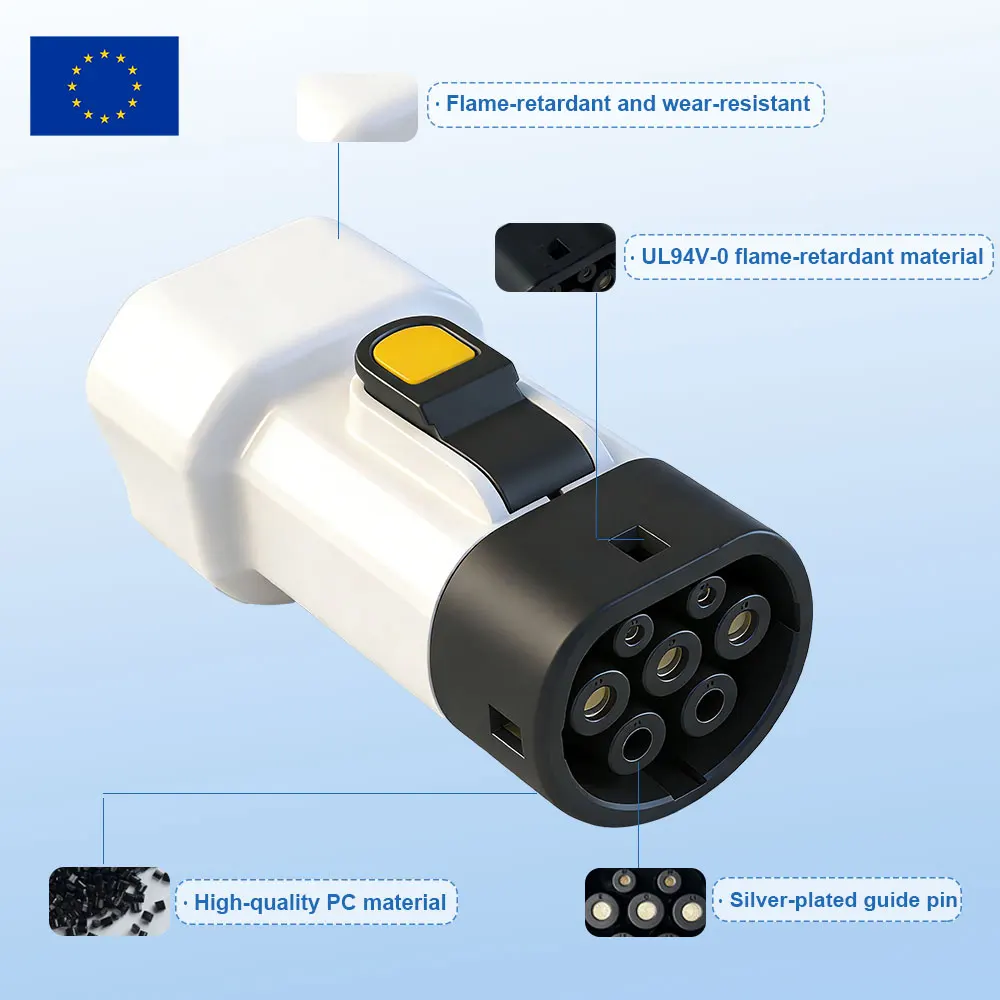 Type2 V2L Discharger adapter 16A EU socket Discharge for BYD MG4 Geely Jaecoo Omoda SAMRT Renault Hyundai ZEEKR XPENG NAMMI