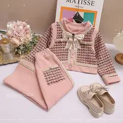 Spring Autumn Girls Fashion Suit 2023 New Children's Kids Long-sleeved + Trousers Two-piece Children's Clothes High Quality