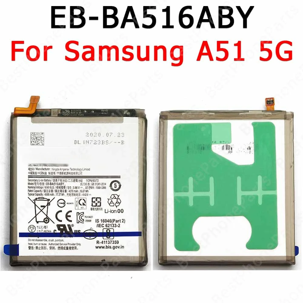 For Samsung Galaxy A51 5G Battery 4500 mAh Replacement Li-ion Cellphone EB-BA516ABY Bateria Spare Parts