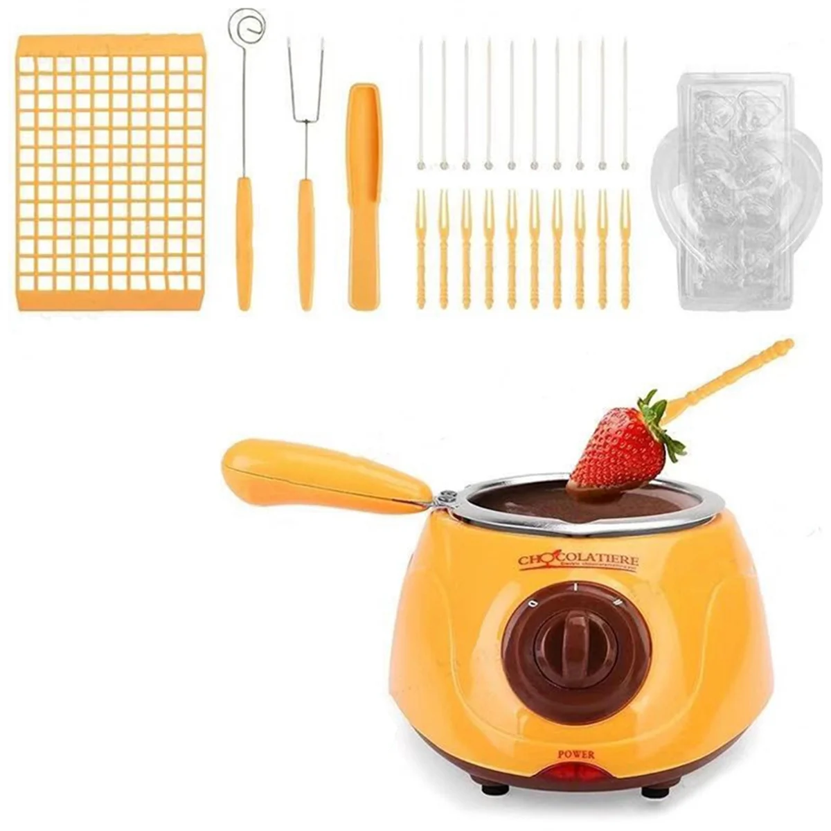 Electric Melting Chocolate Pot Gift Set Chocolate Melting with DIY Mold and Accessories for Candy Milk Cheese EU Plug