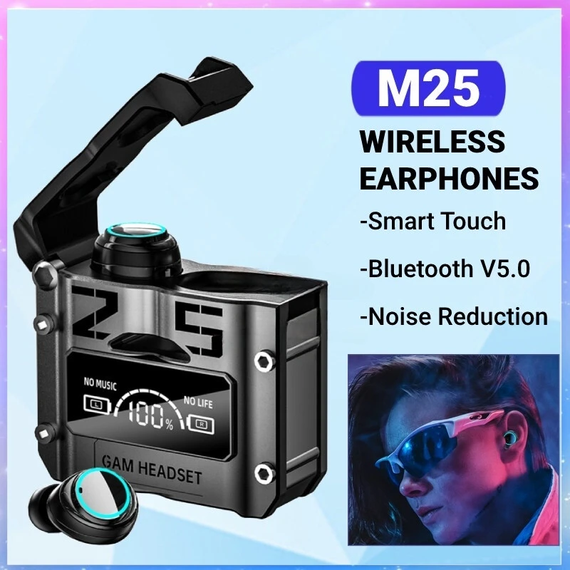 Origina M25 Bluetooth 5.3 Wireless TWS Headphones Slide HD Call Headset with Microphone Music Sports Noise Canceling Earphone