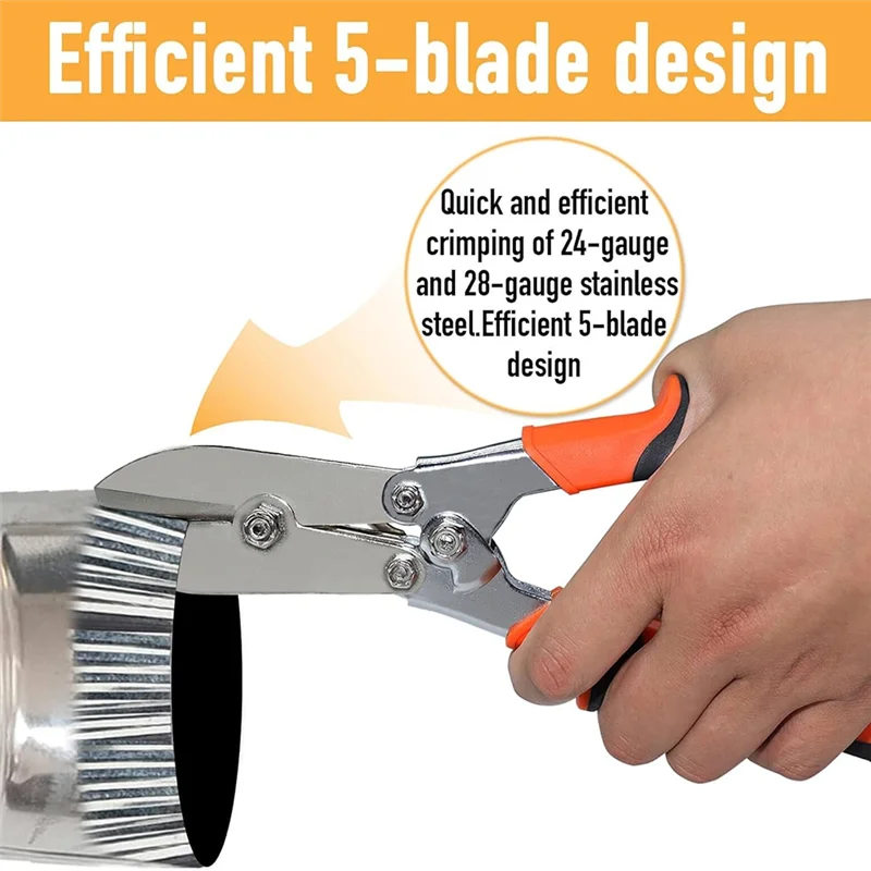 Especial 5-Blade Hand Crimper Gutter Crimping Tool And Sheet Metal Crimper For HVAC Ductwork, Downspouts, Stove Pipes