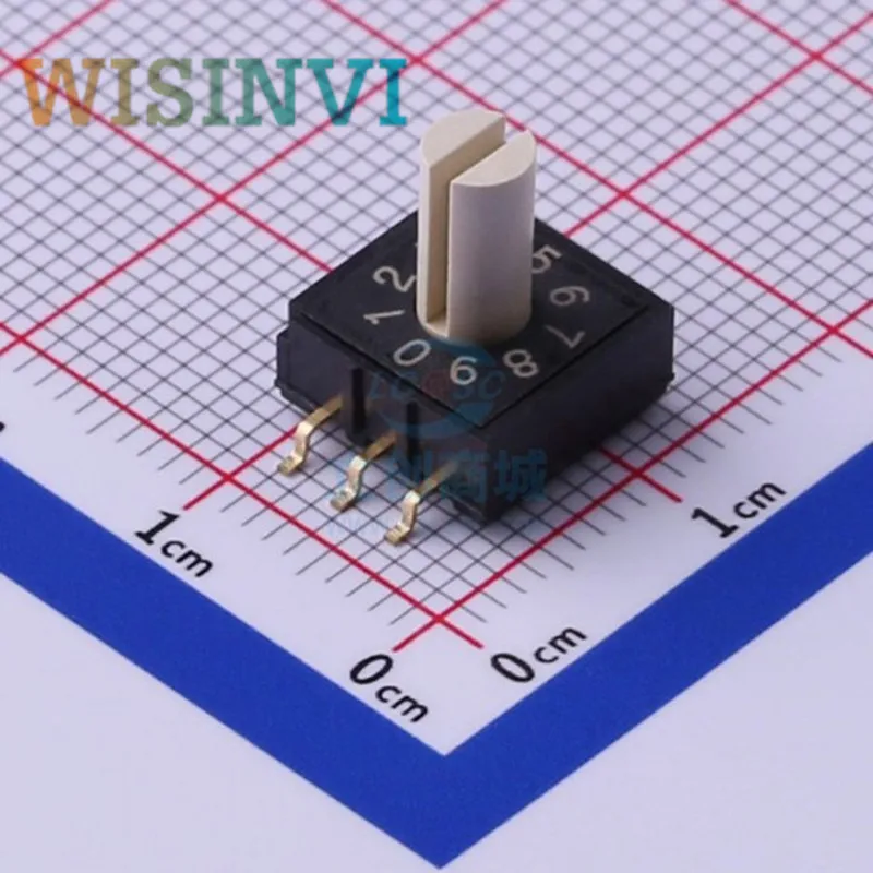 5PCS RM3HAF-10R-V-B RRM3HAF-10 rotary dial switch 10 0-9 coding switch patch 3:3 with handle