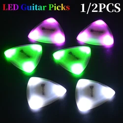 1/2Pcs LED Guitar Picks Medium Picks Plastic With High-sensitivity Light Plectrum For Bass Electric Guitar Accessory Guitarists