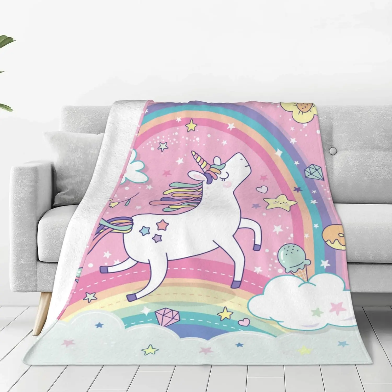 Magical Unicorn Blanket Gifts for Girls Age Adult Toddler for Living Room Bedding Couch Soft Warm Lightweight Cozy Pink Cute