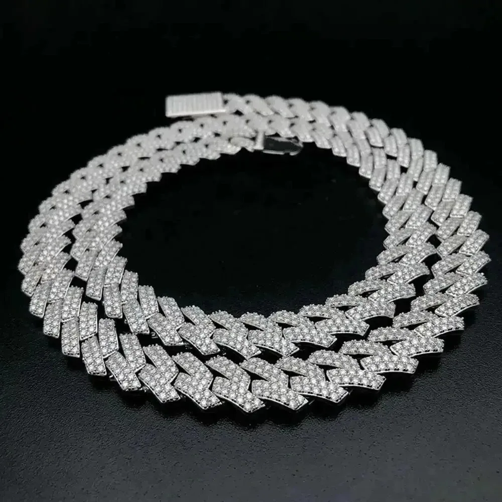 

Фабрика Custom Iced Out Moissanite Lab Diamond Настоящее серебро S925 10k 14k 18k Solid Gold Модное ожерелье в стиле хип-хоп с кубинским звеном цепи