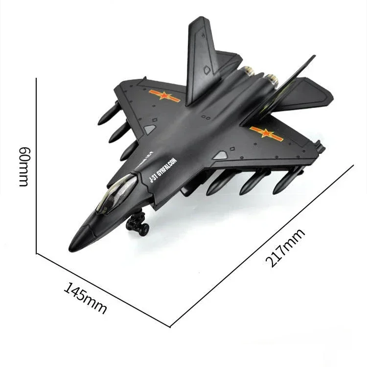 J-31 Stealth Fighter Legering Vechter Model Jet Vliegtuig Schaalmodel met standaard Collectie Decoratie Kinderspeelgoed Geschenken Kerstmis