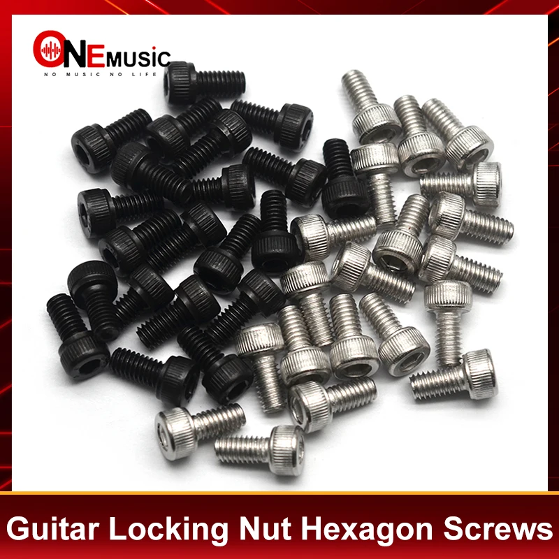 100Pcs M4*13mm Electric Guitar Locking Nut Clamp Hexagon Screws Black and Chrome Music Accessory