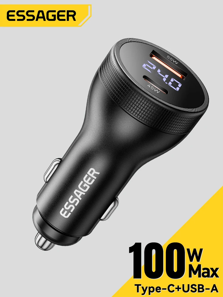 Essager 100W Auto-Ladegerät USB C Schnellladung PD 45W für iPhone 15 Pro 14 Xiaomi Poco Samsung Galaxy S24 Schnellladegerät