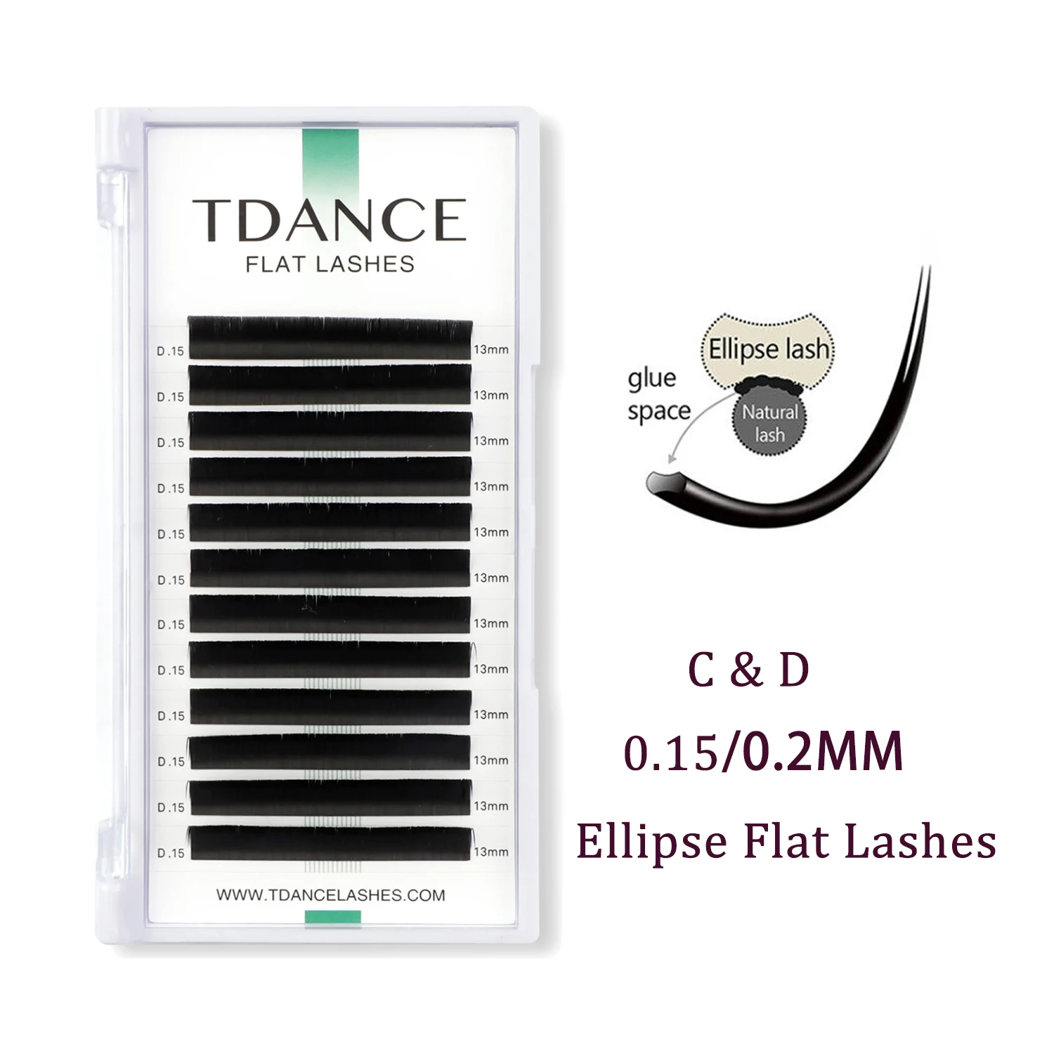 TDANCE Ellipse Flat Eyelash Extension Lashes 12 Rows 8-15mm 0.15/0.2 Individual Split Tips Matte Soft Faux Mink False Eyelashes