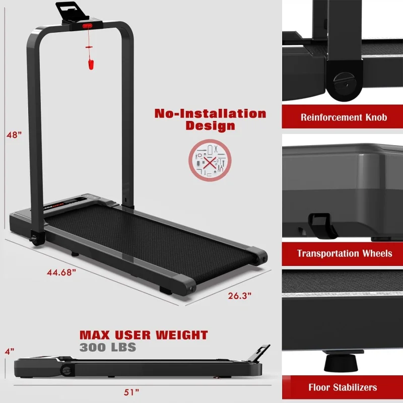 Walking Pad Treadmill, Under Desk Treadmill for Home/Office, Portable Walking Electric Treadmill with Remote Control