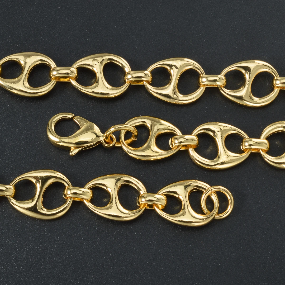 Pig Nose 18k Gold Plated Necklace And Bracelet Set Dubai 2pcs Jewelry Set Copper Neck Chain Bracelet Hip-hop Accessories Gifts