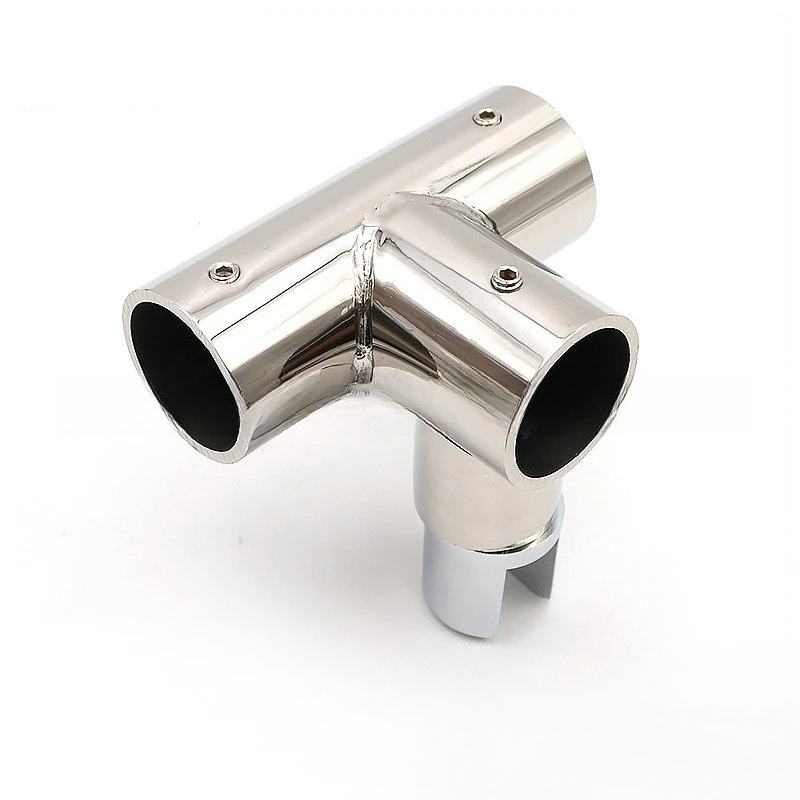 For 90 ° 135 ° Double Pass Tee 304 Stainless Steel Pipe Sleeve Elbow Glass Connector