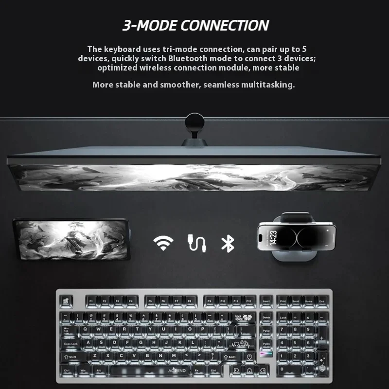 WEIKAV MAX102 기계식 키보드 키트 무선 블루투스 알루미늄 게이밍 맞춤형 101키 키트 QMK RGB 10000mAh 배터리 포함 PC용